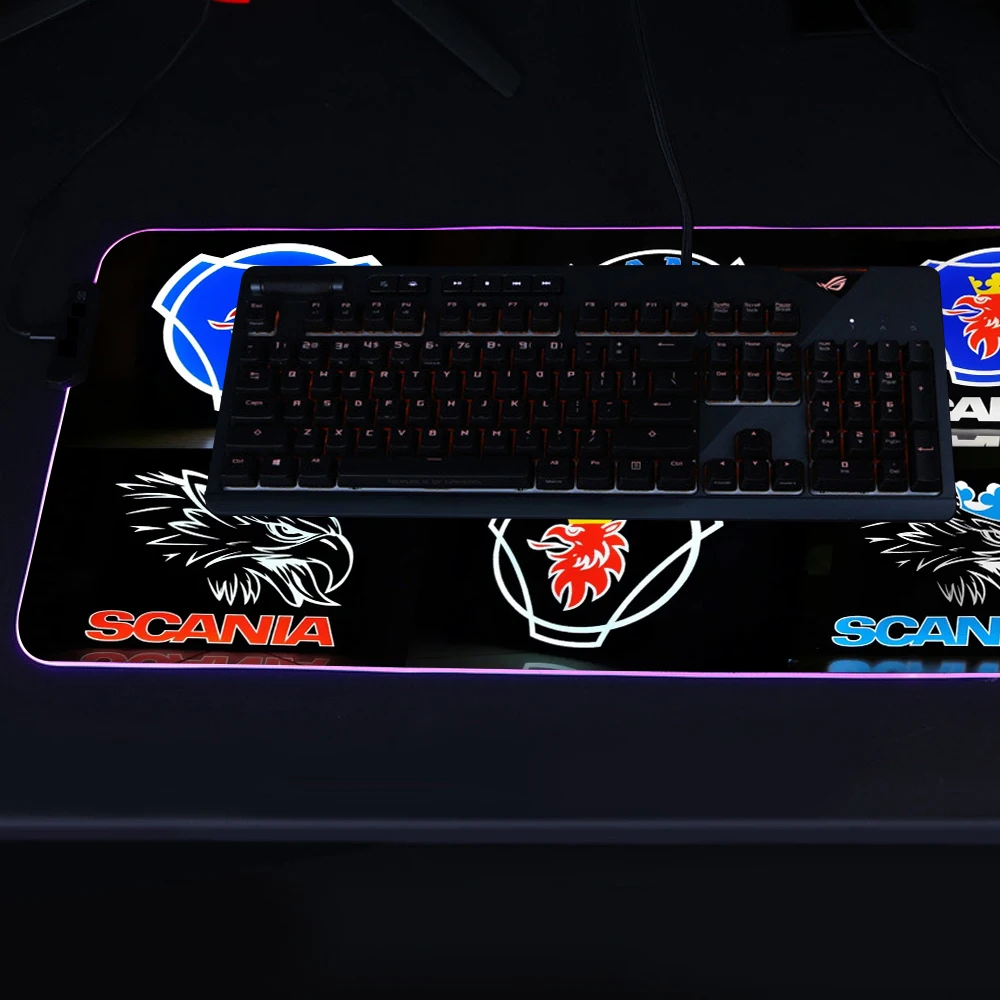 scanias truck led mouse pad rgb rug mouse mat laptop pc gaming accessories keyboard mat play mat with backlight for bears pc free global shipping