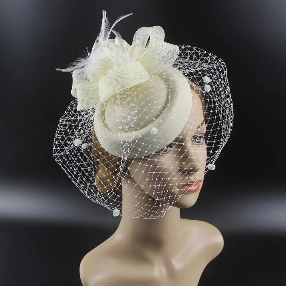 

Hair Accessories Women Flower Feathers Sinamay Mesh Fascinators Hat Headband Fedoras Hat Hair Clip