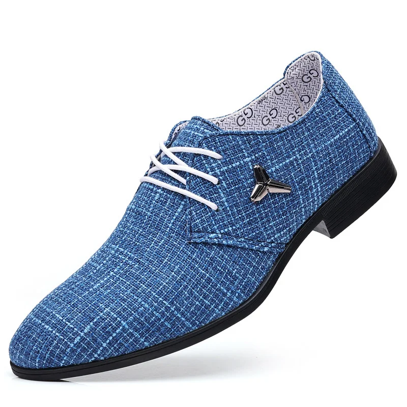 

Men's Shoes Business Casual Shoes Men's Leather Shoes Large Size Cloth Shoes Breathable Pointed Toe Linen Canvas Shoes Formal