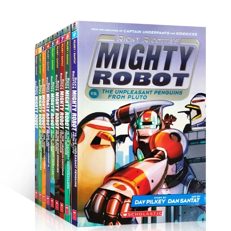 9 Books/Set Ricky Ricottas Mighty Robot English Picture Story Book Kids Reading Children Early Education Age 3-8