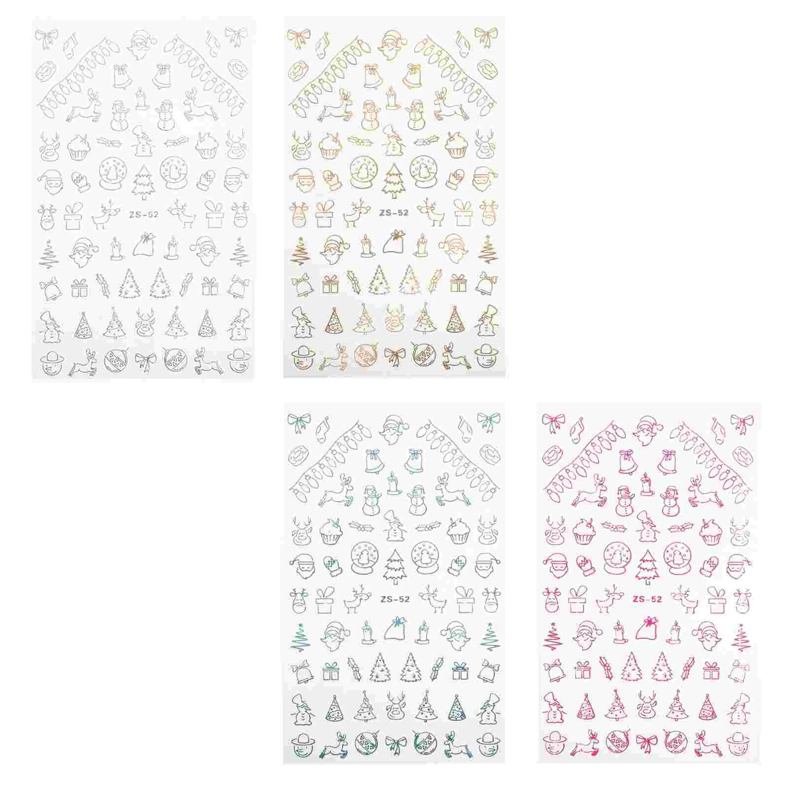 

4 Sheets Creative Funny Manicure Stickers Manicure Decals Nail Decors Nail Stickers