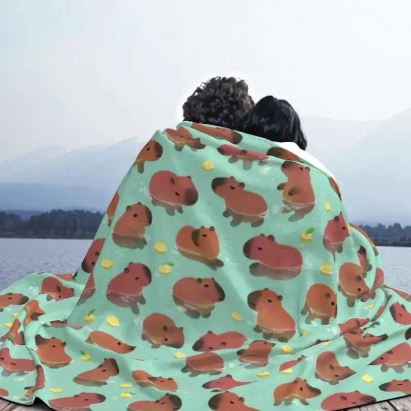 Cute Capybara Baby Blankets Flannel Summer Autumn Winter Animal Lover Super Warm Throw Blanket for Bed Outdoor Rug Piece