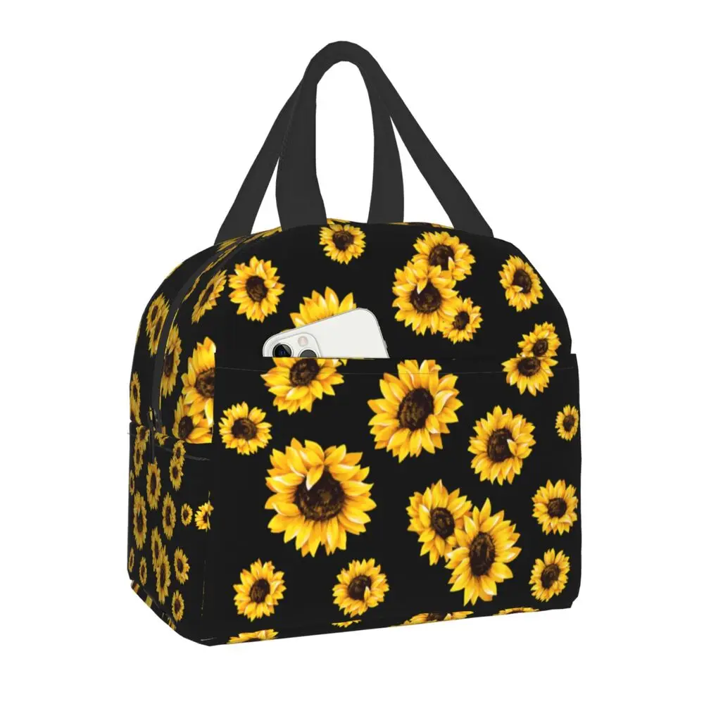 

Luxury Flowers Sunflower Lunch Bag Women Cooler Thermal Insulated Daisy Floral Lunch Box for Kids School Portable Picnic Bags