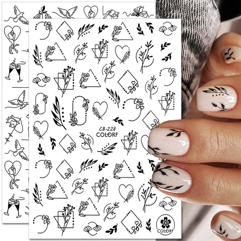 

1PC Abstract Face 3D Nail Stickers Geometry Lines Love Letter Nail Decals Self-Adhesive Slider Manicures Nail Art Decoration