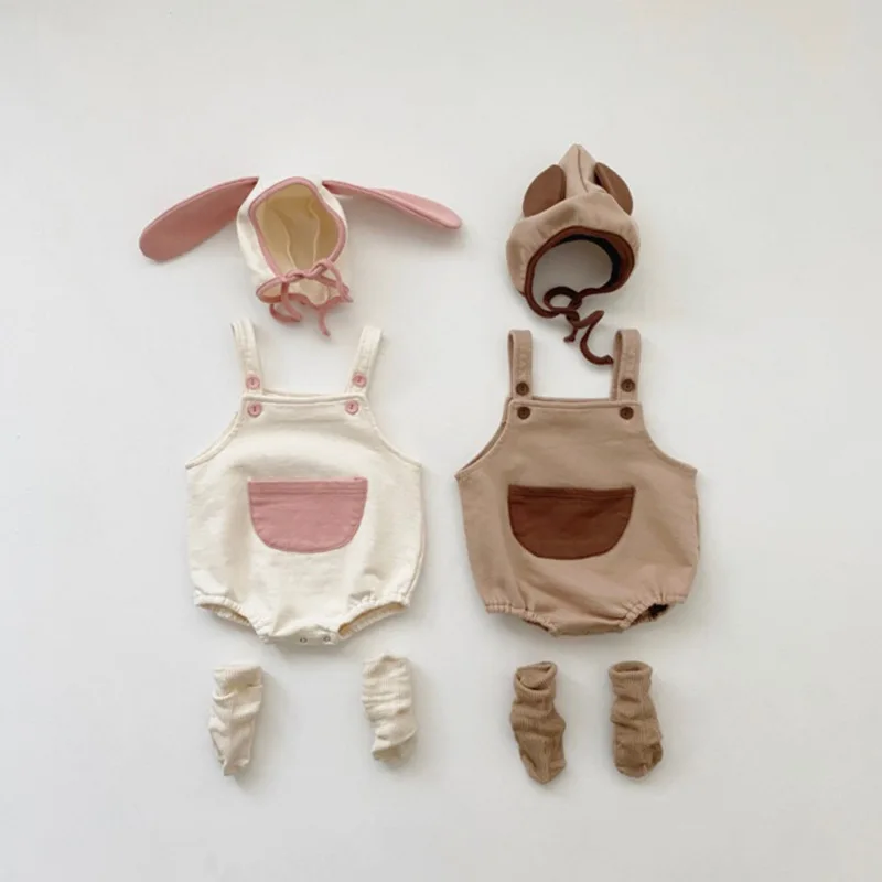

2023 Autumn Sleeveless Clothing Baby small pocket suit Sling clothes