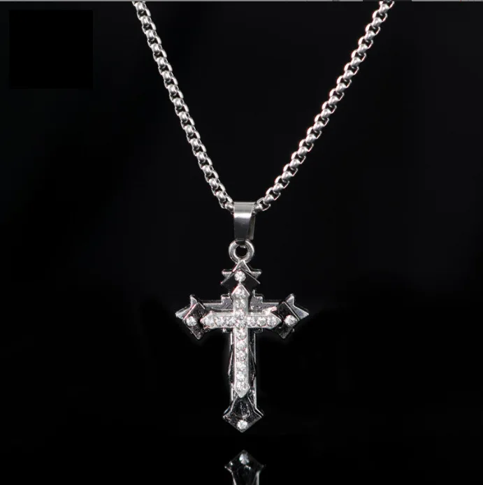 

Choker New In Necklace for Men Vintage Goth Steampunk Dragon Stainless Steel Cross Pendant Collares Collar Hombre Jewelry Chains