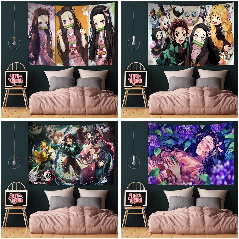 Гобелен в богемном стиле с аниме незуко рассекающий демонов подвесной Таро хиппи