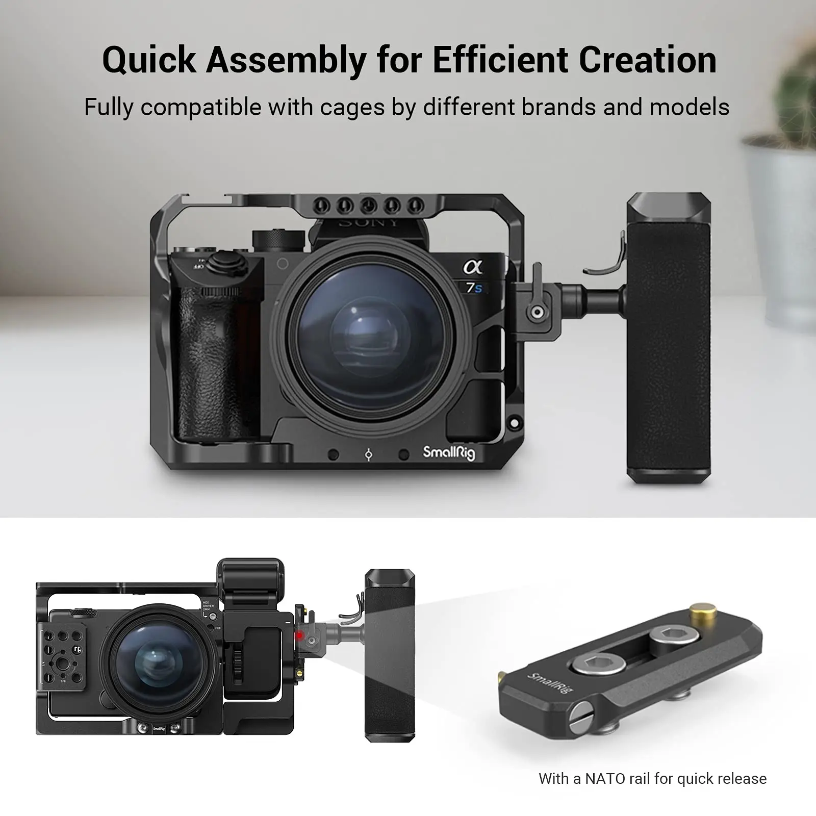Ручка SmallRig для камеры Sony/Canon/Nikon вращающаяся на 360 градусов с направляющей NATO 3260 |