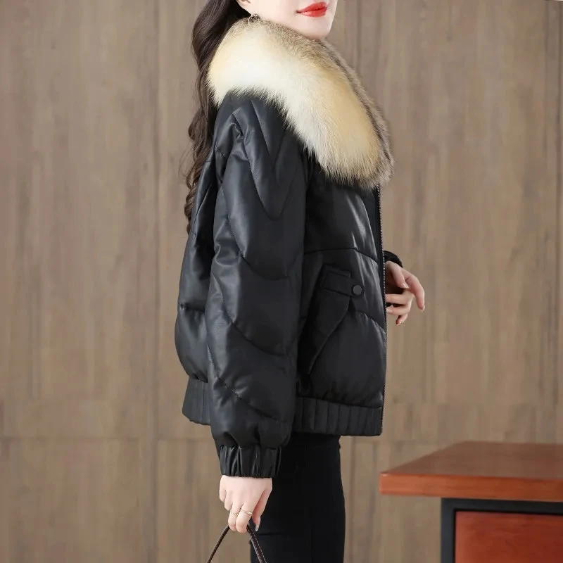 Модный пуховик Haining из меха и кожи Женская Овчина новинка 2024 зимнее меховое