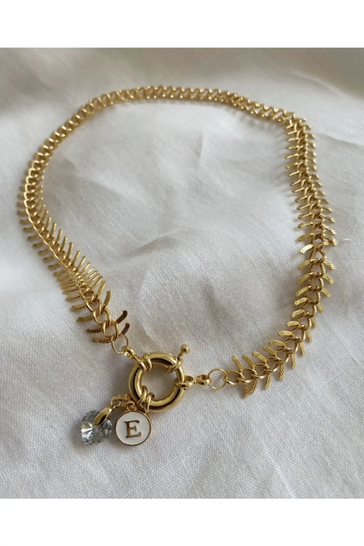 

Женское модное ювелирное ожерелье, женское золотистое колье с надписью E
