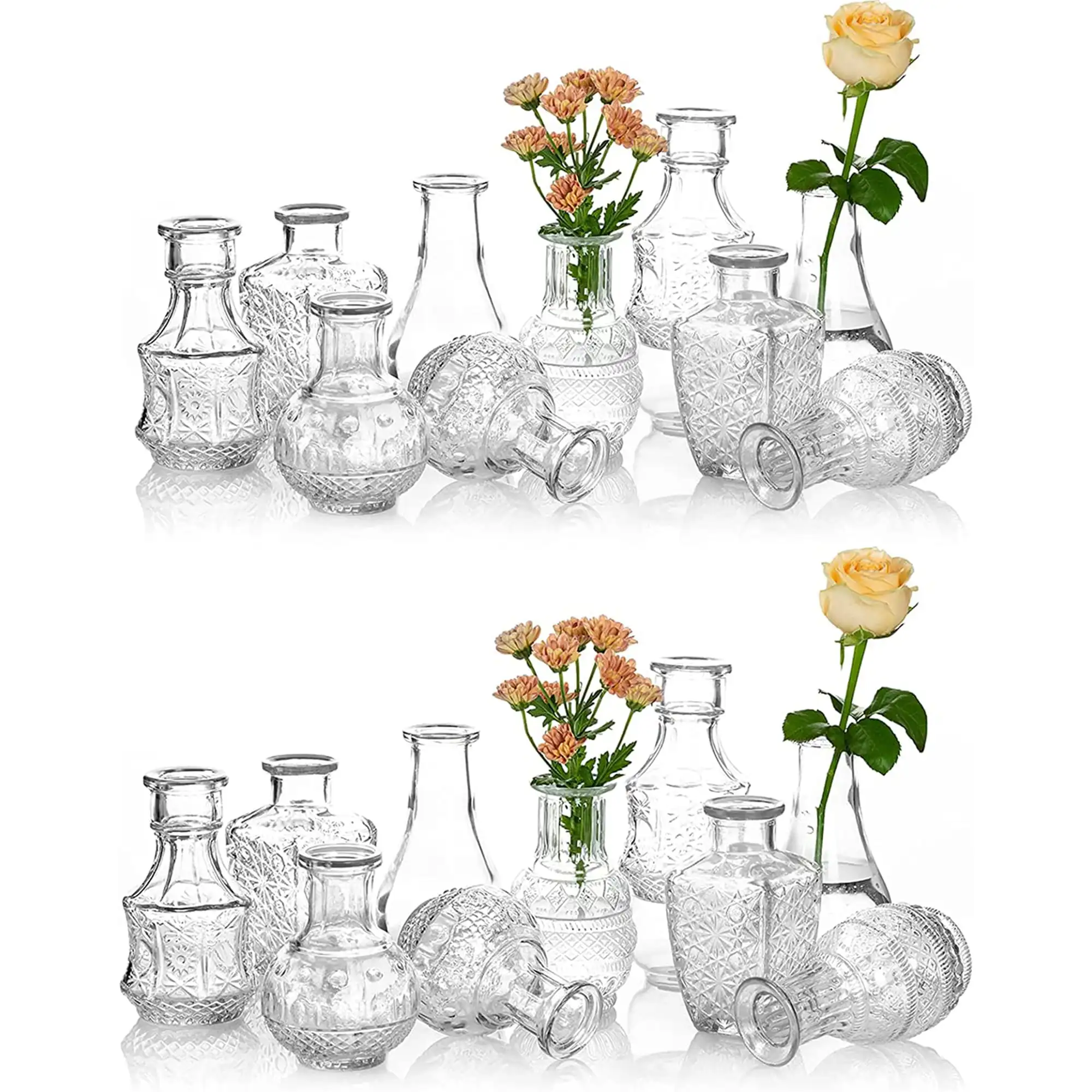 

Vintage Bud Vase for Flowers Small Glass Vase in Bulk Centerpiece Set of 20