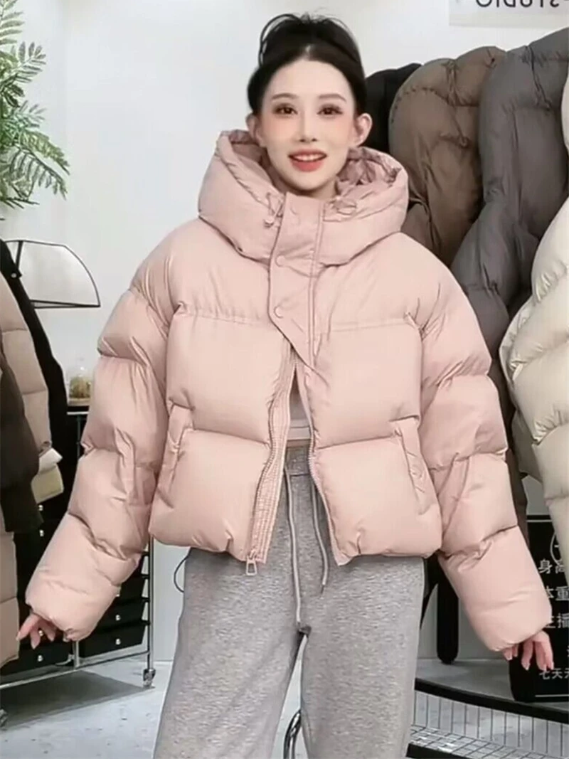 White Duck Down Down jacket Women Short Winter 2023 New Korean Sle Thickened Small Hood down Coat Outerwear