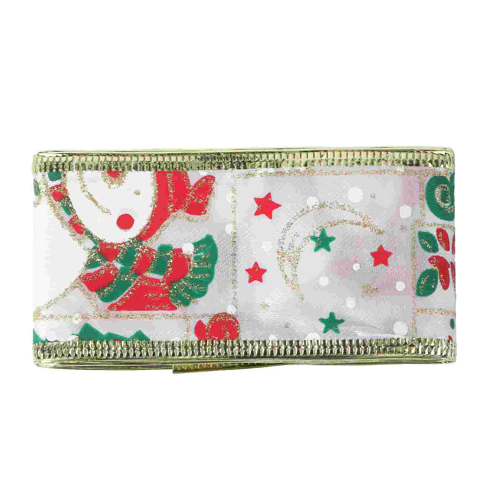 

1 pc Ribbons Glitter Bell Pattern Exquisite Christmas Tree Decor Webbing for Party