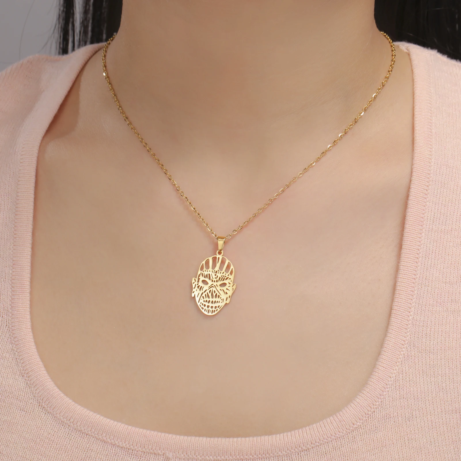 Ожерелье Унисекс Из Нержавеющей Стали В Стиле Хип-хоп Со Скелетом Для Мужчин И