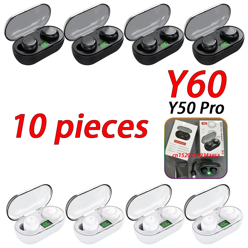 

Y60 Pro TWS Bluetooth Earphone Wireless Headset 5/10PCS HiFi LED Sport Microphone Game Motion Headphone Y50 Upgrade PK F9-5C E7S