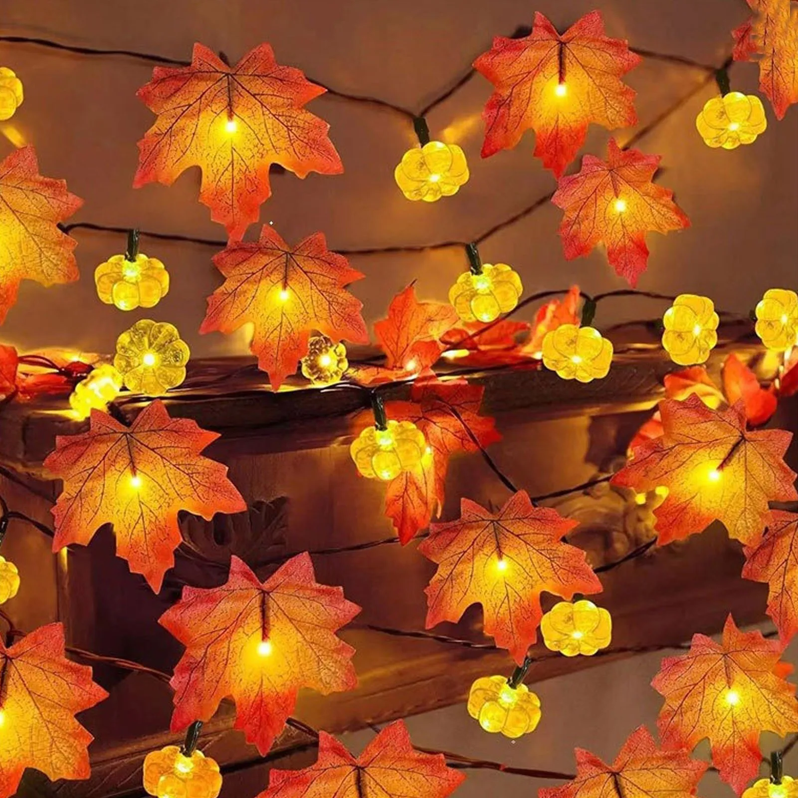 LED Maple Leaf Light String Halloween Thanksgiving Garden Party Decoration Lights halloween outdoor decorations decor