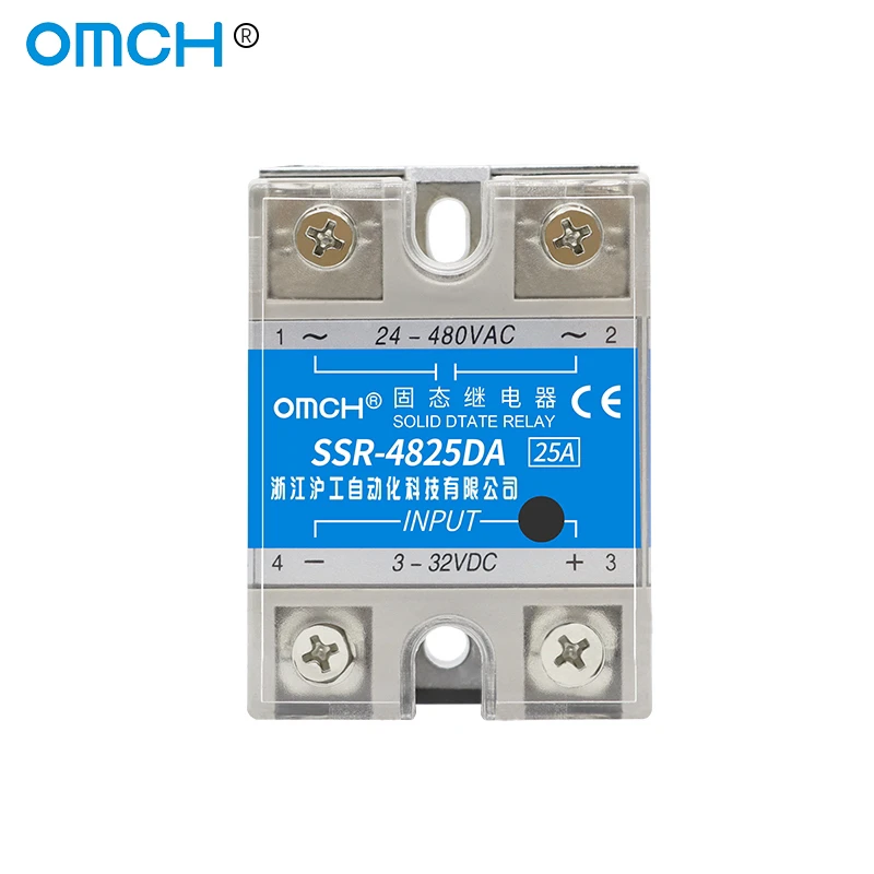 SSR-10DA SSR-25DA 10A 25A 40AOMCH твердотельный релейный модуль 3-32 В вход постоянного тока 24-380
