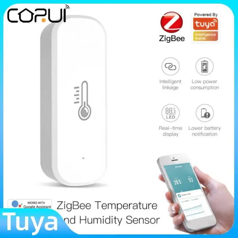 

CORUI Tuya Smart Zigbee Temperature And Humidity Sensor Indoor Hygrometer Thermometer Smart Life Control Support Alexa Google