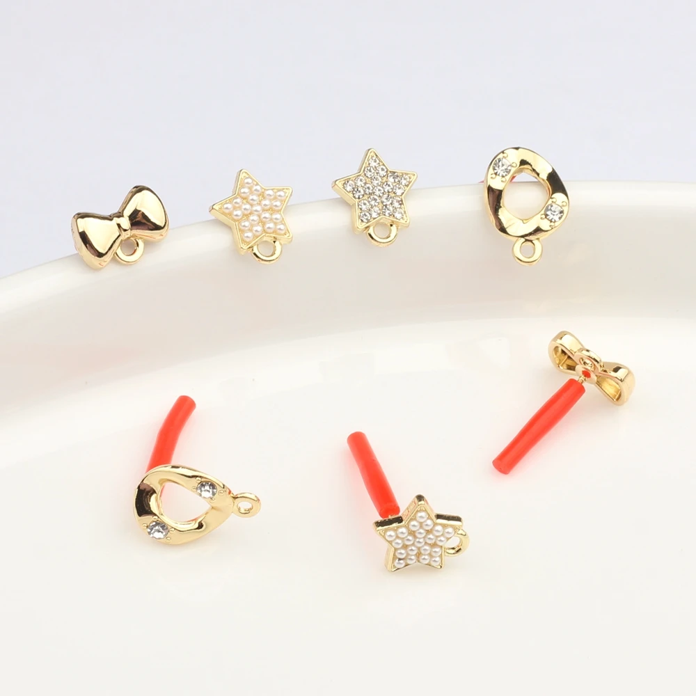 

Zinc Alloy Geometric Bow Inlaid Star Shape Base Earrings Connector 6pcs/lot For Fashion Studs Earrings Jewelry Accessories
