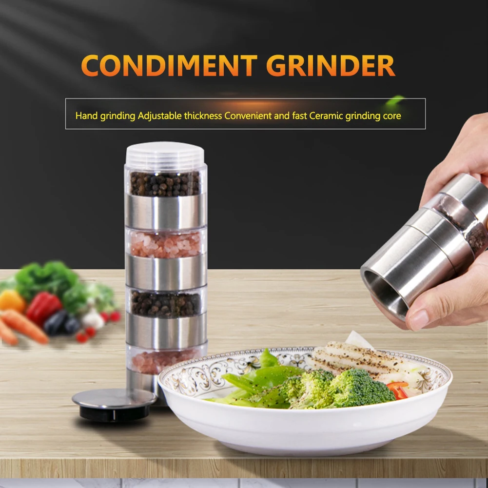 

Stainless Steel Outdoor Barbecue Seasoning Manual Grinder Portable BBQ Picnic Spice Seasoning Bottle Grinding Bottle Organizers