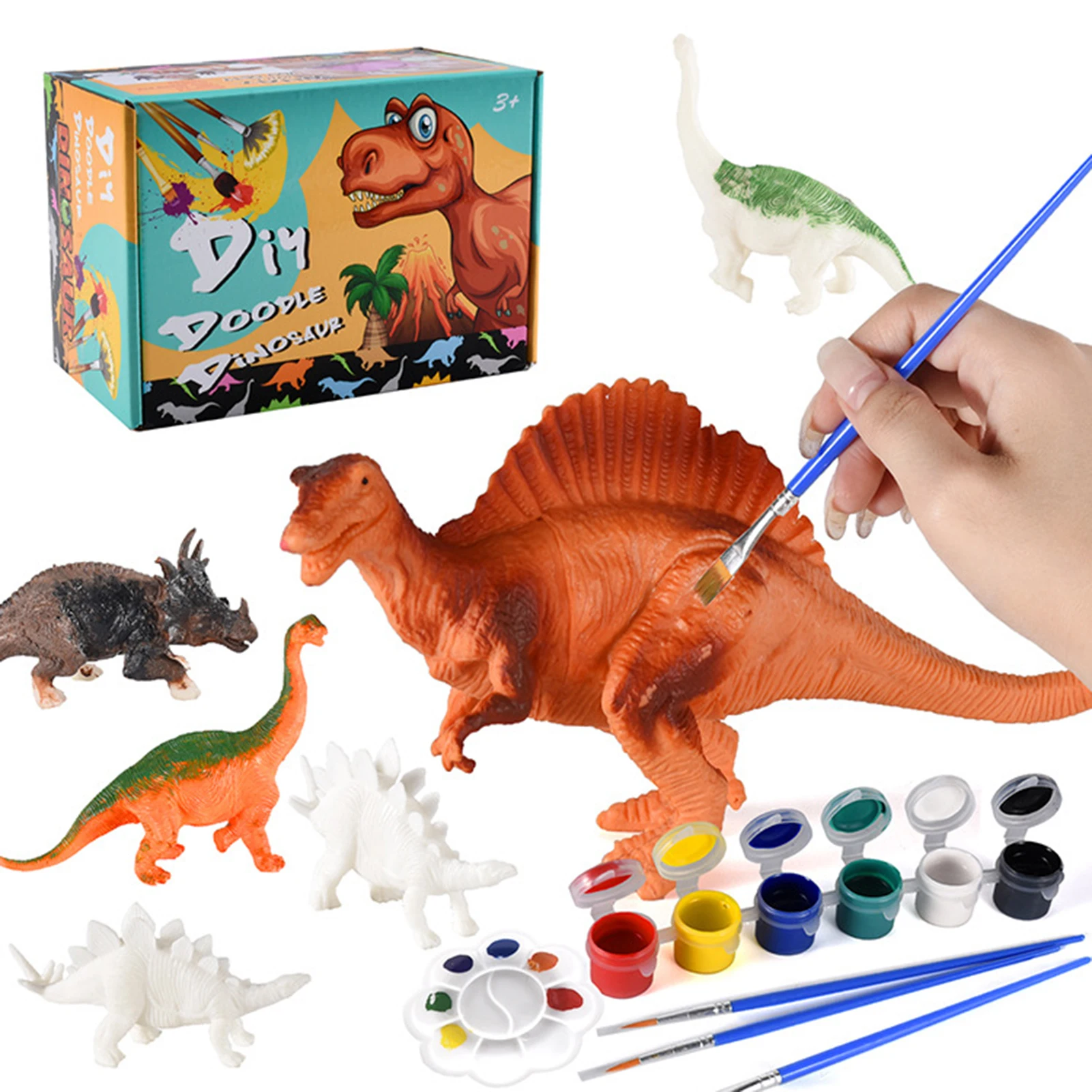 

DIY Drawing Set Watercolor Safe Paint Kit Coloring 3D Painting Dinosaur Figures Model Kids Toy Gift For Kids Boys Girls 3 4 5