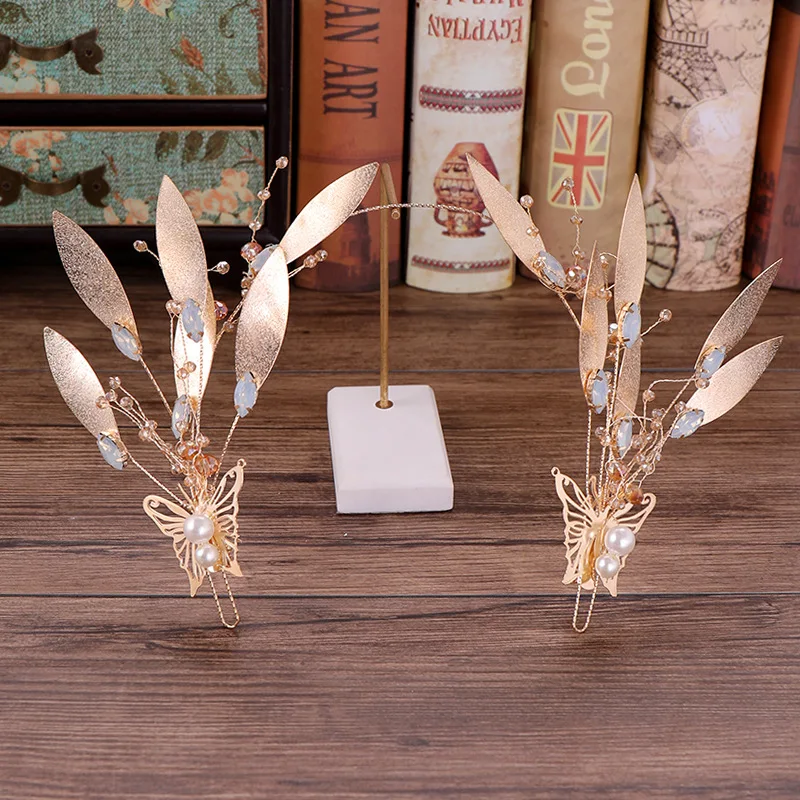 

Golden leaf exquisite hair band headdress wedding dress accessories