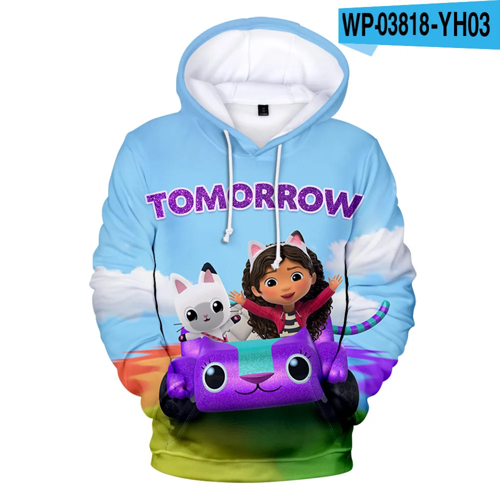 3-20Y Kids Gabbys Dollhouse Clothes Baby Boys 3d Colorful Print Sweatshirt Children Cartoon hoodie Teenager Girls Hip Hop Outfit