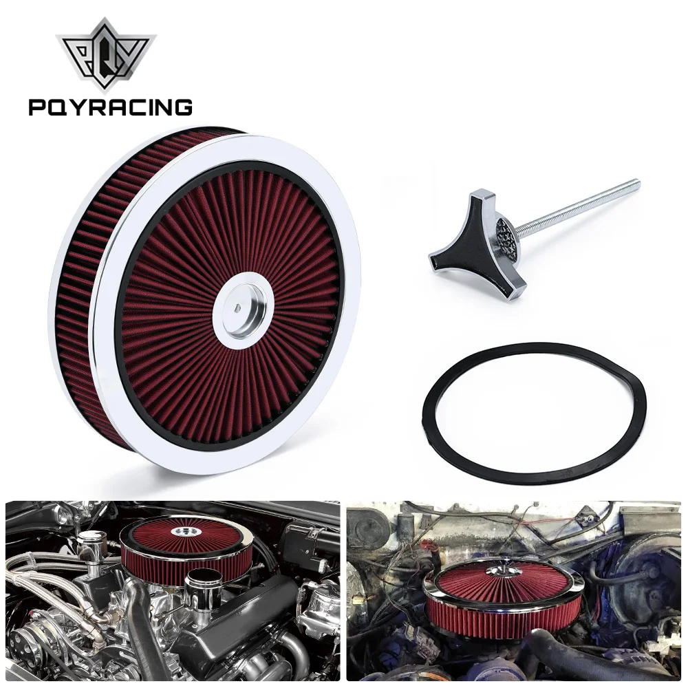 

14" x 3" Round Washable Trim Super Flow thru Lid Caburetor Air Cleaner Filter Top Assembly Replacement for Chevrolet GMC Ford​​