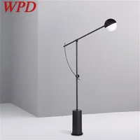 WPD Nordic Vintage Floor Lamp Modern Simple Black LED Standing Marble Decor for Home Living Room Study Reading Light