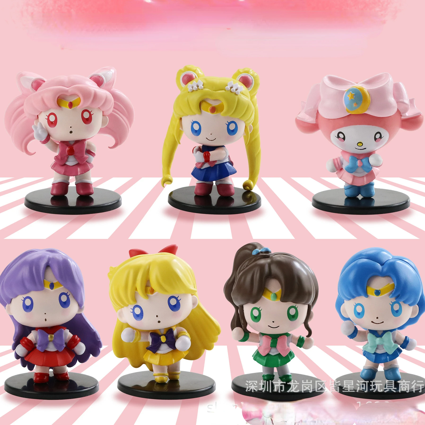 

7 шт./компл. 8 см Аниме Tsukino Usagi Moon Girl Q версия кавайная фигурка из ПВХ модели игрушки кукла Коллекционирование торта