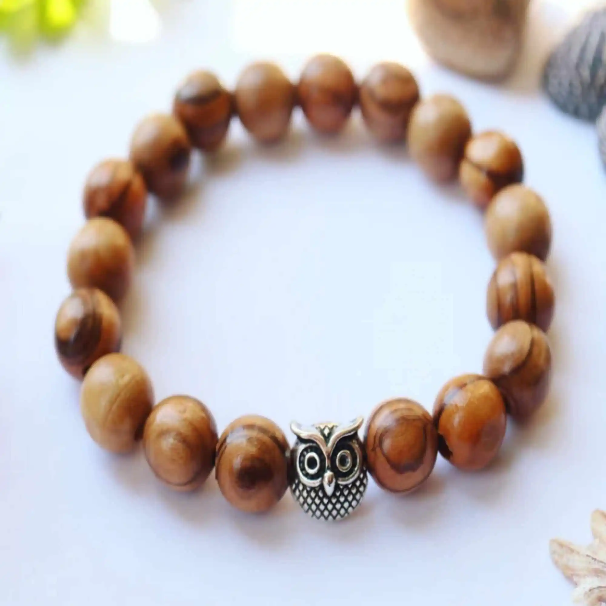 

Красивые бусины 10 мм из коричневого оливкового дерева тибетский серебряный браслет с совой для свадьбы Diy вечерние НКИ счастливого карнава...