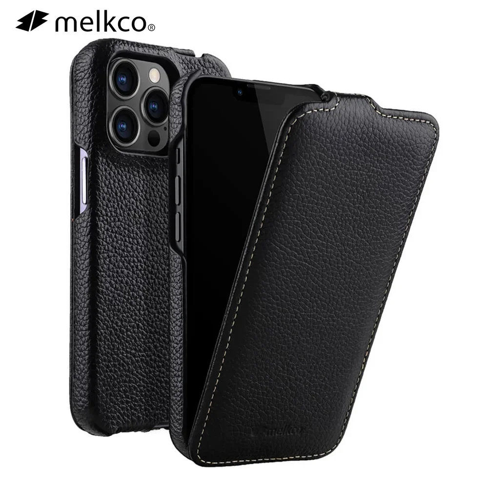 Оригинальный чехол-книжка Melkco из натуральной коровьей кожи для iPhone 16 15 Pro Max 14 13