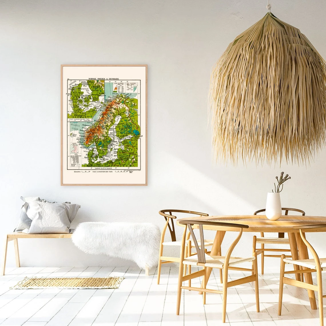 Винтажная карта Скандинавии-винтажная Дании винтажная Карта Швеции Норвегии