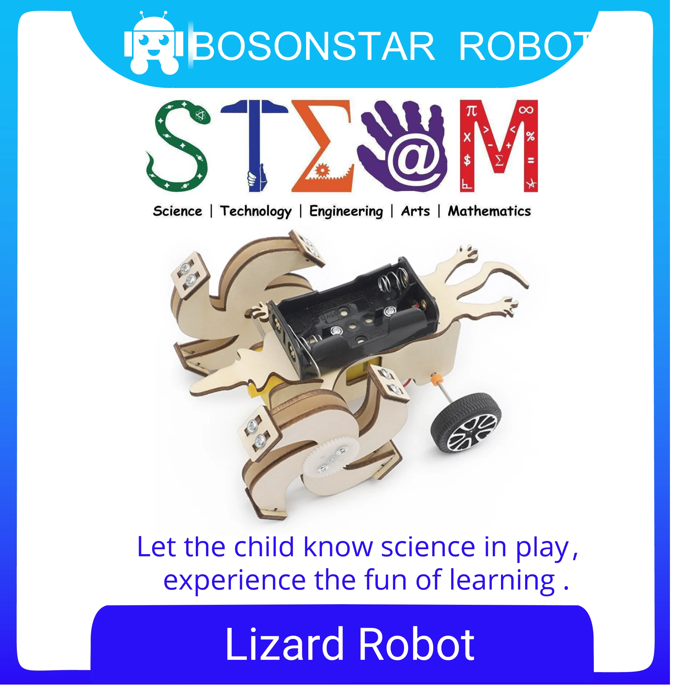 

DIY Assembled Model Electric Lizard Robot Science Discovery STEM Education Physics Experiment Kit For Children Gifts