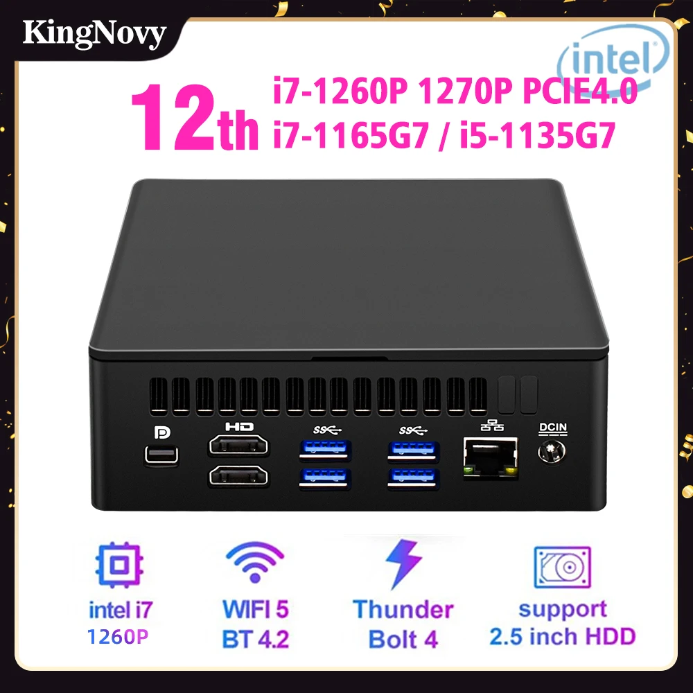 

12th Gen NUC Mini PC i7 1260P i7 1165G7 Thunderbolt 4.0 Windows 11/10 2*DDR4 NVMe SSD 2*HDMI DP 8K HD WiFi BT Gaming Computer