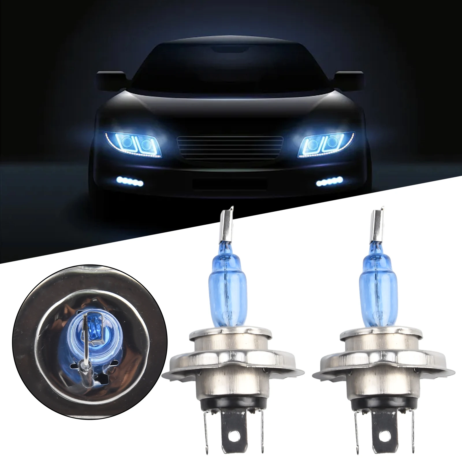 2 шт. H4 лампа для фар супер яркая 35 Вт 12 В двойные лампы ближнего света белые