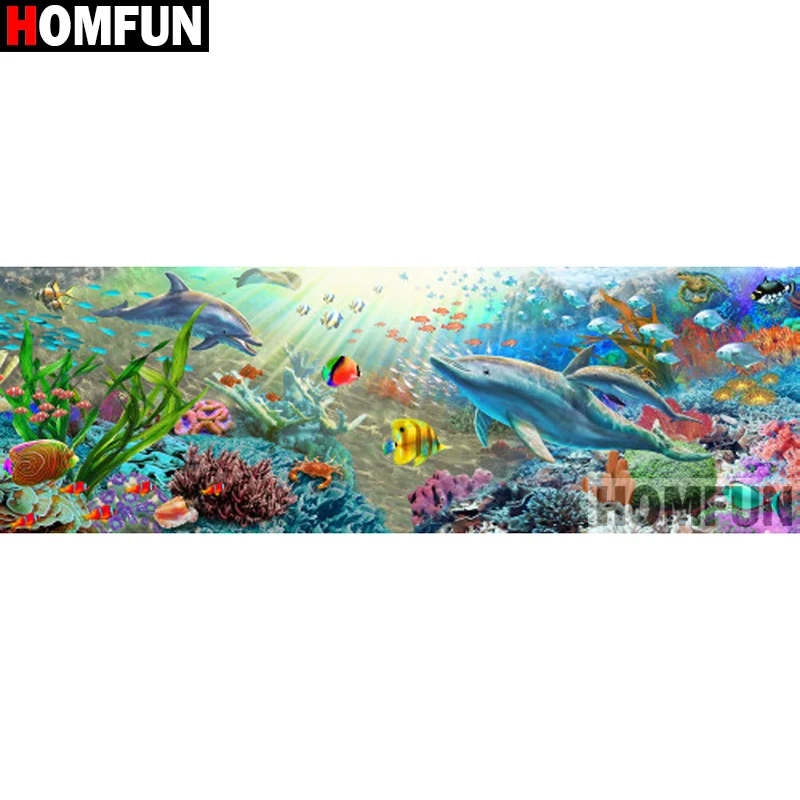 

Набор для алмазной вышивки «рыба» HOMFUN, алмазная 3D картина «сделай сам», Набор для вышивки крестиком, квадратная, круглая вышивка