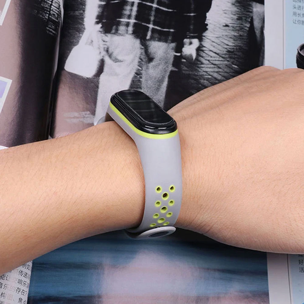 Силиконовый ремешок для Xiaomi Mi Band 6 5 4 3 спортивный дышащий сменный Браслет с