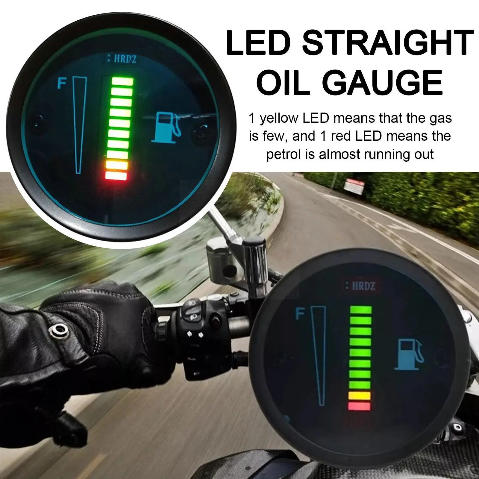 

Universal Car Motorcycle Fuel Level Meter Gauge with Light 12V 2" Backlight 8 LED 52mm Display T5S4