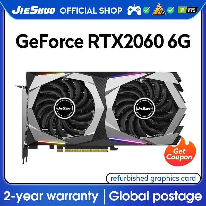 

JIESHUO NVIDIA RTX 2060 6GB Gaming Graphics Card GDDR6 GPU 192-bit RTX2060 6G Desktop Computer Video Office KAS RVN CFX ETH ET