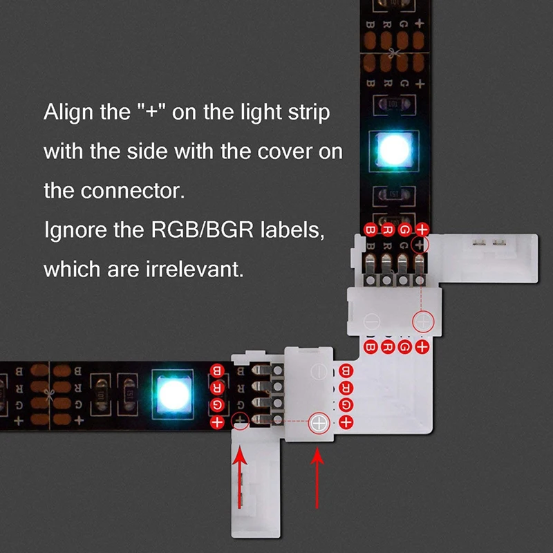 RGB-коннектор 4 контакта длина проволоки L-образной формы 90 градусов