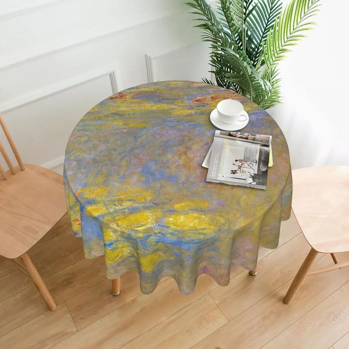 

Monet Fine Art Tablecloth Oil Painting Tablecloths Polyester Creative Waterproof Round Picnic Mat for Coffee Table Decorations