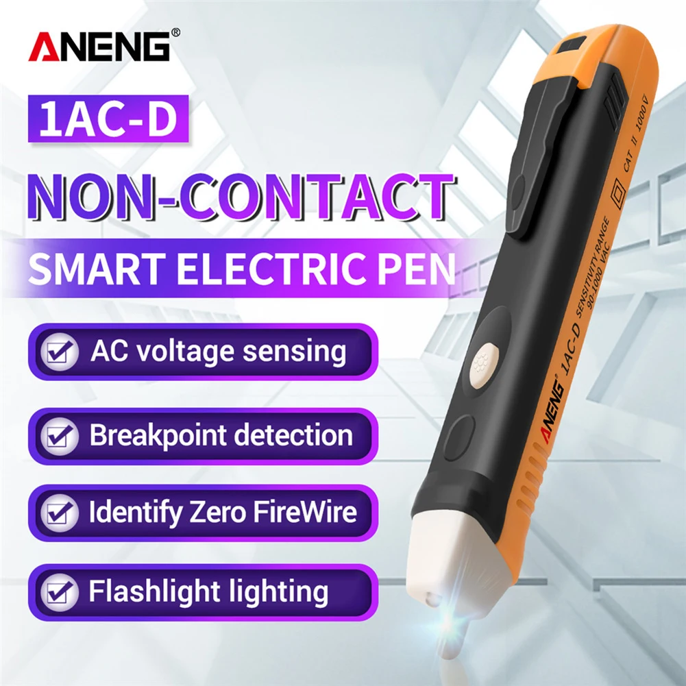 

Бесконтактный тестовый ручка ANENG 1AC-D, электрический индикатор, датчик напряжения, датчик мощности, 90-1000 В, электрический датчик тока, тестовый карандаш