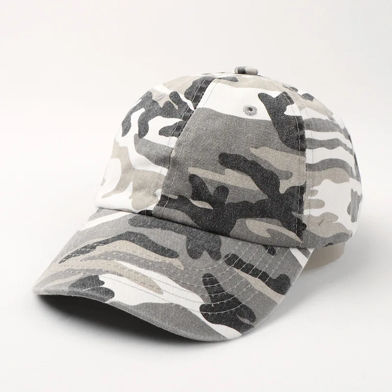 New washed denim camouflage curved brimmed baseball cap for spring and summer men's women's fashionable duckbill