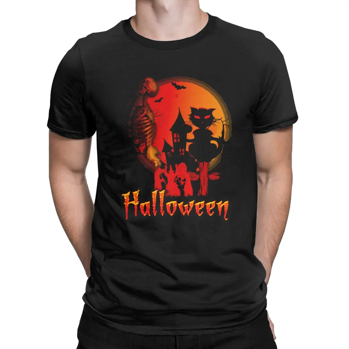 

Halloween Scary Evil Pumpkin Funny Pumpkin Head t shirt Vintage 100% Cotton Tees Short Sleeve T Shirt Round Neck Tops Plus Size