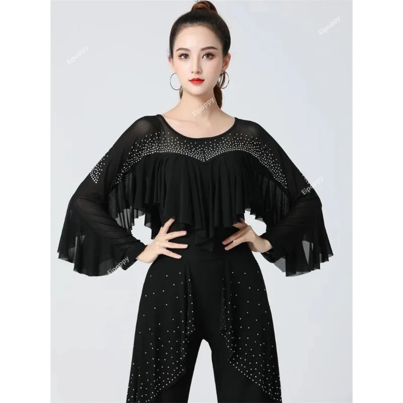 Костюм для латиноамериканской бальной комнаты с оборками женские топы одежда