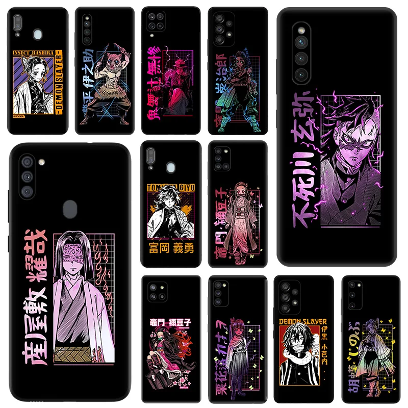 

Black Phone Case For Samsung M54 A03 A02 A01 A04 M30S M21 M31 M51 M32 M62 M22 M52 M23 M33 M53 M13 M11 Demon Slayer Comic Cover