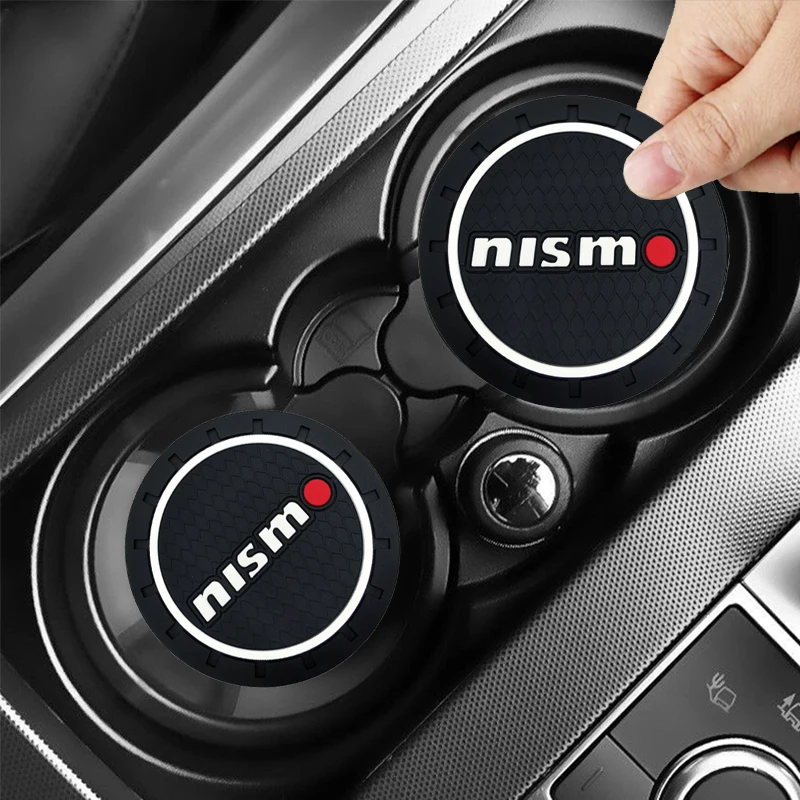 

1/2pcs Car coasters non-slip water coaster Car styling Goods For Nisom Nissans Tiida Teana Skyline Juke X-trail Almera Qashqai