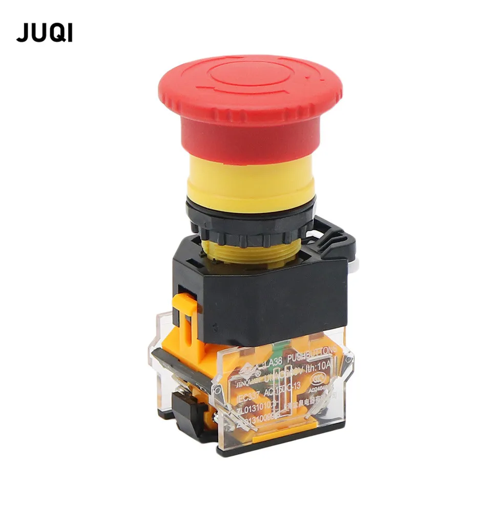 

LA38 Red power emergency stop button switch 1NO/1NC self-locking emergency switch mushroom head switch button 22mm