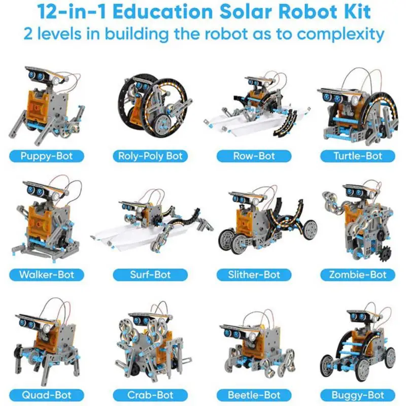 

Забавный игрушечный автомобиль 12-в-1, креативный робот на солнечной батарее, научный эксперимент, детская игрушка, обучающая игрушка, Обучающий робот «сделай сам»